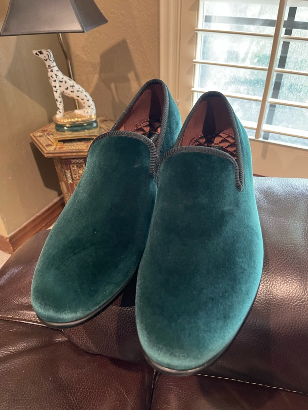 Ted Baker London Men's Green Wellesley Velvet Slip-On Dress Shoes
